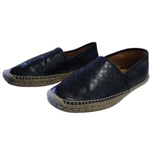 Gucci Microguccissima Black Embossed Leather Slip-On Espadrilles Women's 8